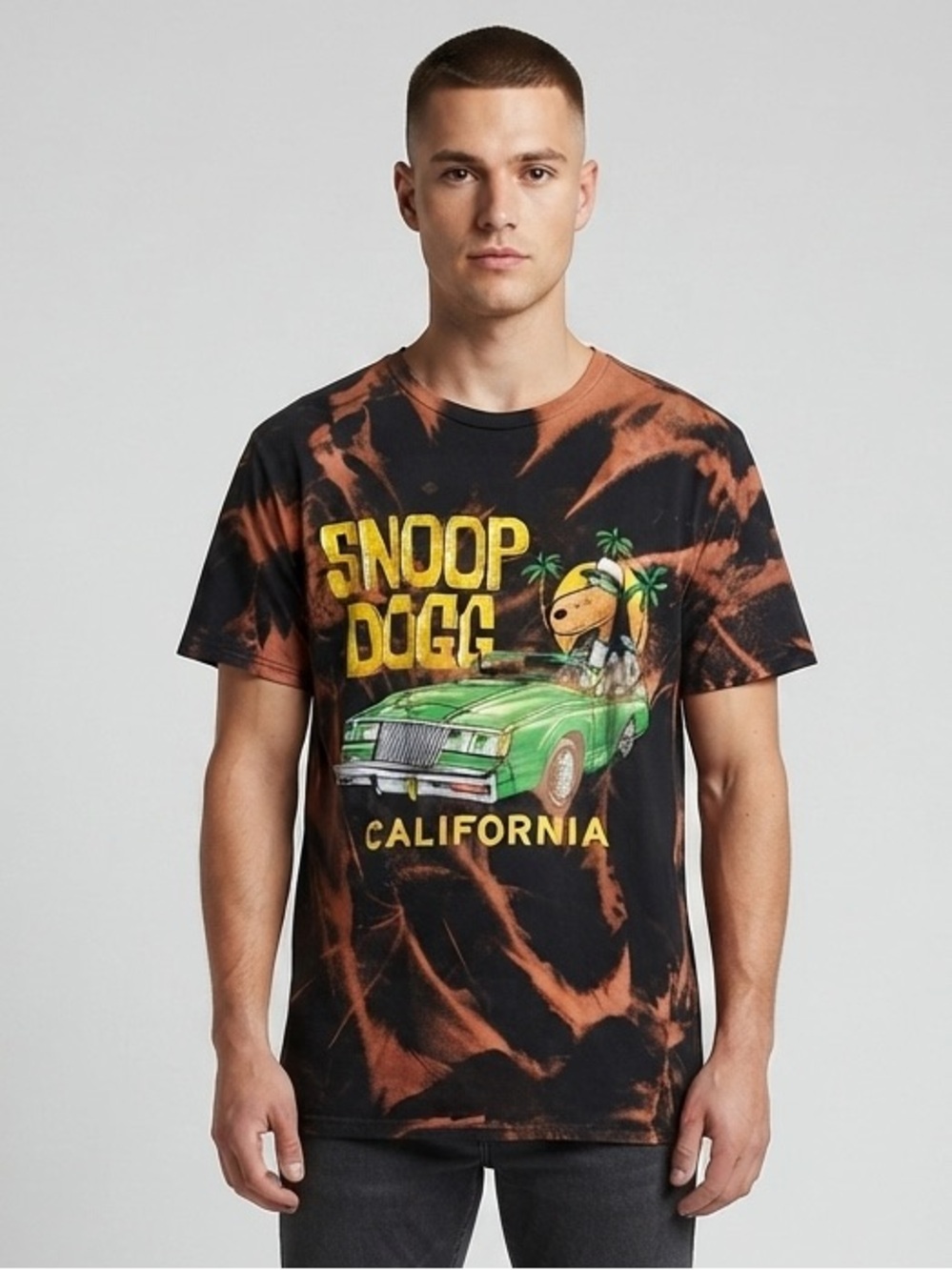 Bleach Washed JOE COOL Snoop Dogg Graphic Tee L 21.5” p2p Black